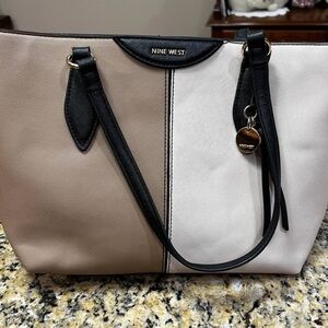 Nine West Black and Tan Color-Block Tote